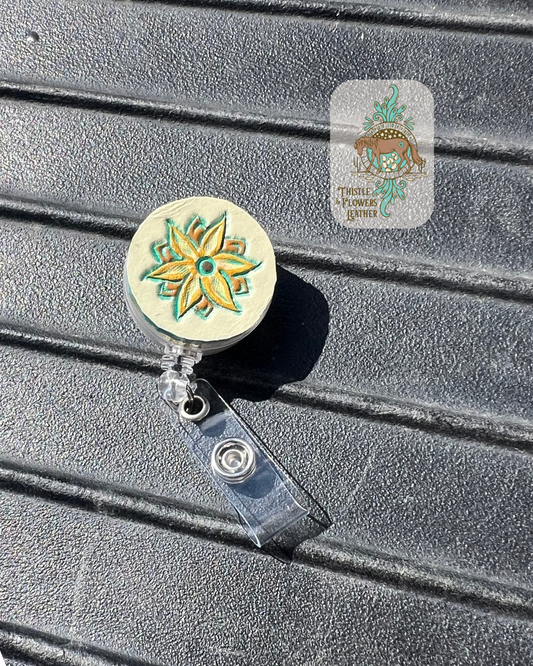 Sunflower badge reel
